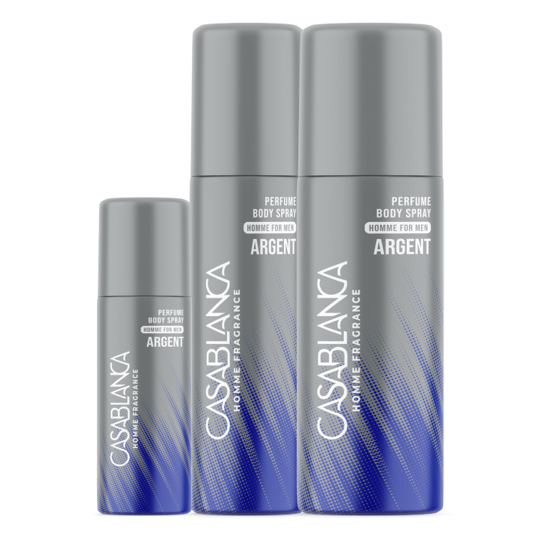 Casablanca Homme Perfume Body Spray Argent (Silver) 65ml, 100ml, 200mlv